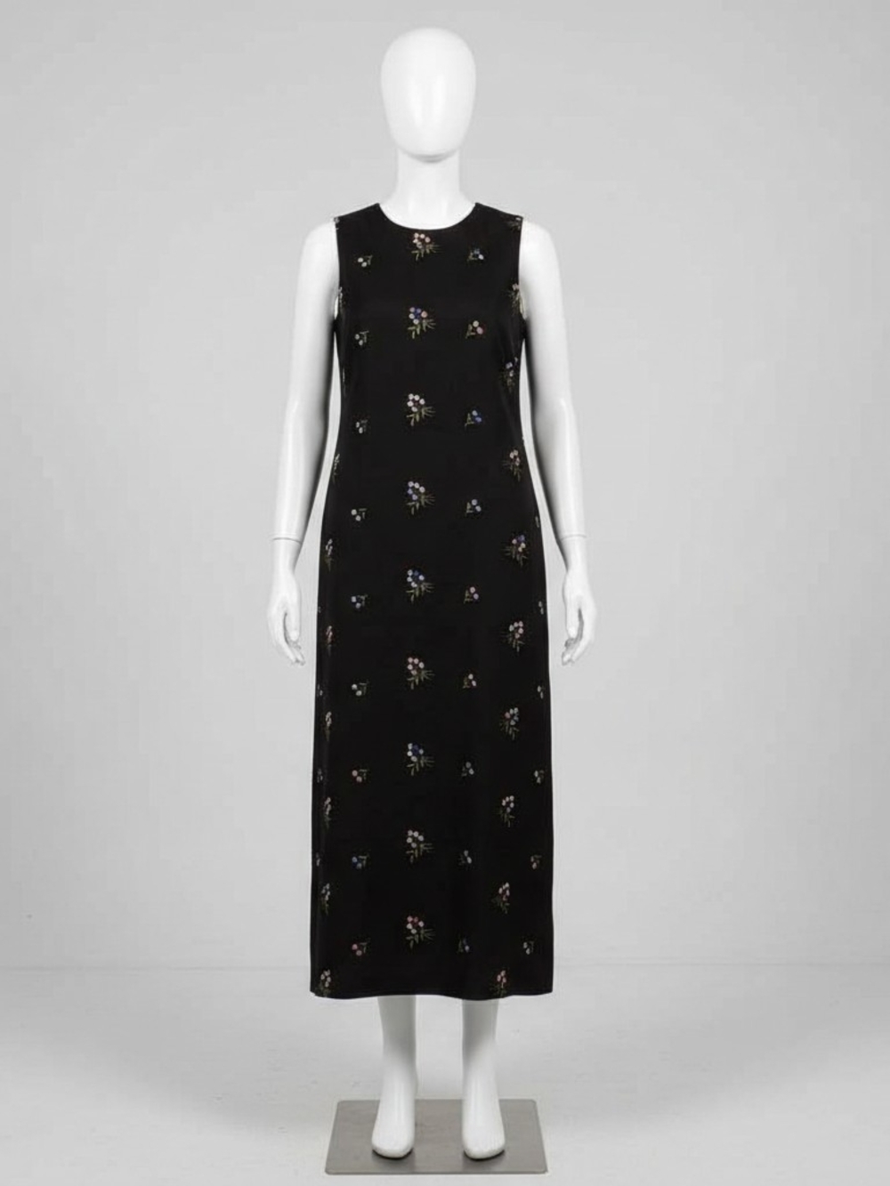 Talbots Irish Linen Black Floral Embroidery Midi Dress Modest Cottagecore Size 6